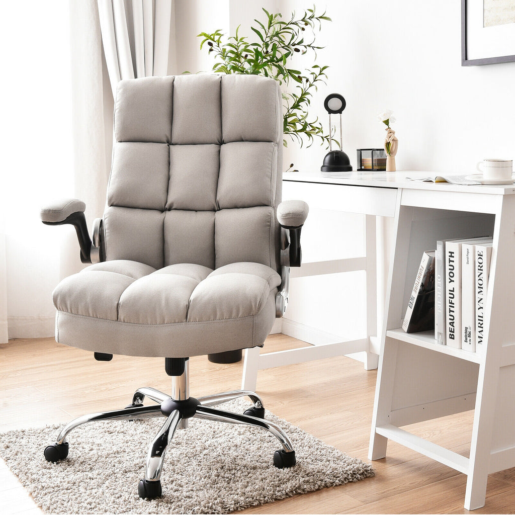 Adjustable Swivel Office Chair with High Back and Flip-up Arm for Home
