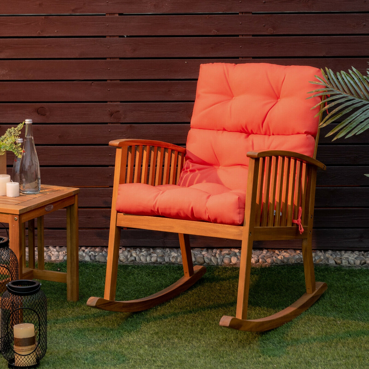 Tufted High Back Patio Chair Cushion - Orange