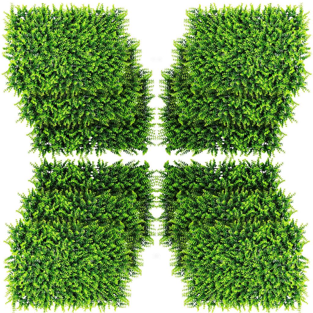Artificial Eucalyptus Hedge Fence Panels - 16x24 Inch Privacy Screen Set of 12