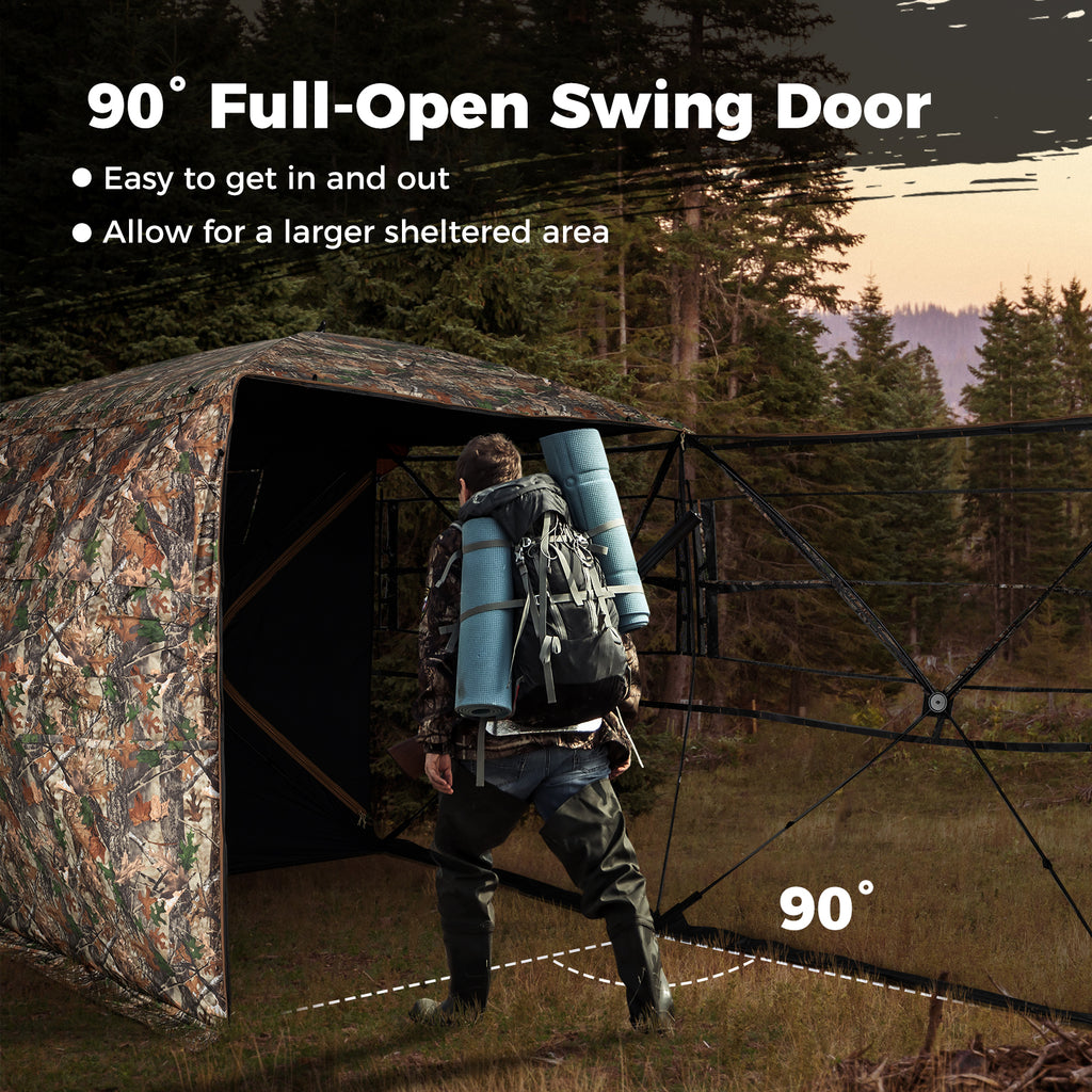 3-4 Person Hunting Blind 270° Pop-up Ground Blind with Swing Door