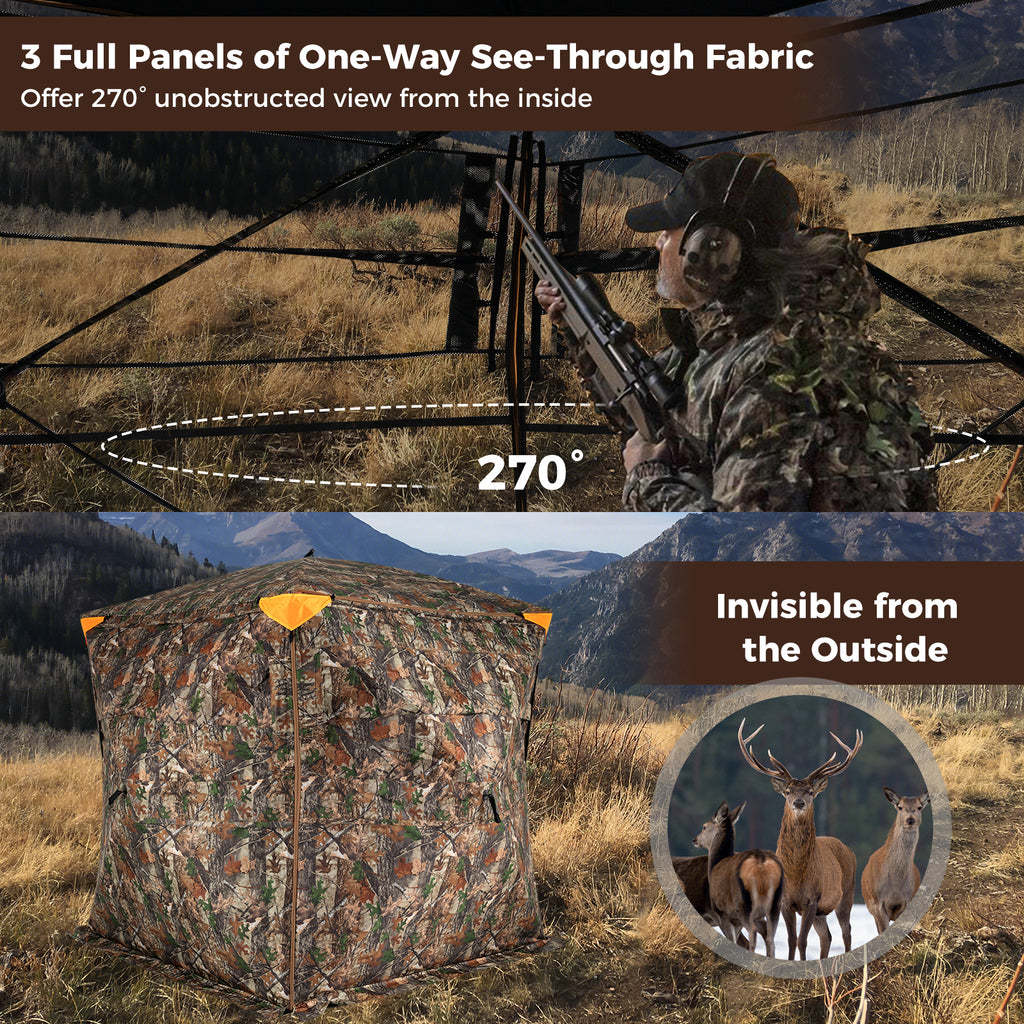 3-4 Person Hunting Blind 270° Pop-up Ground Blind with Swing Door