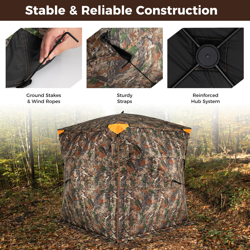 3-4 Person Hunting Blind 270° Pop-up Ground Blind with Swing Door