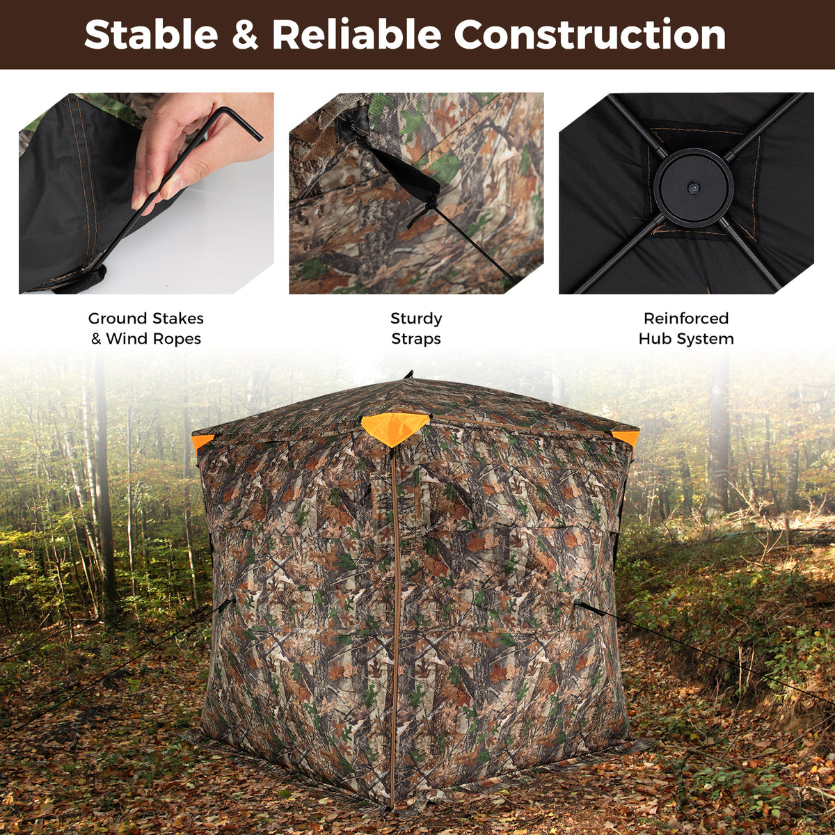 3-4 Person Hunting Blind 270° Pop-up Ground Blind with Swing Door