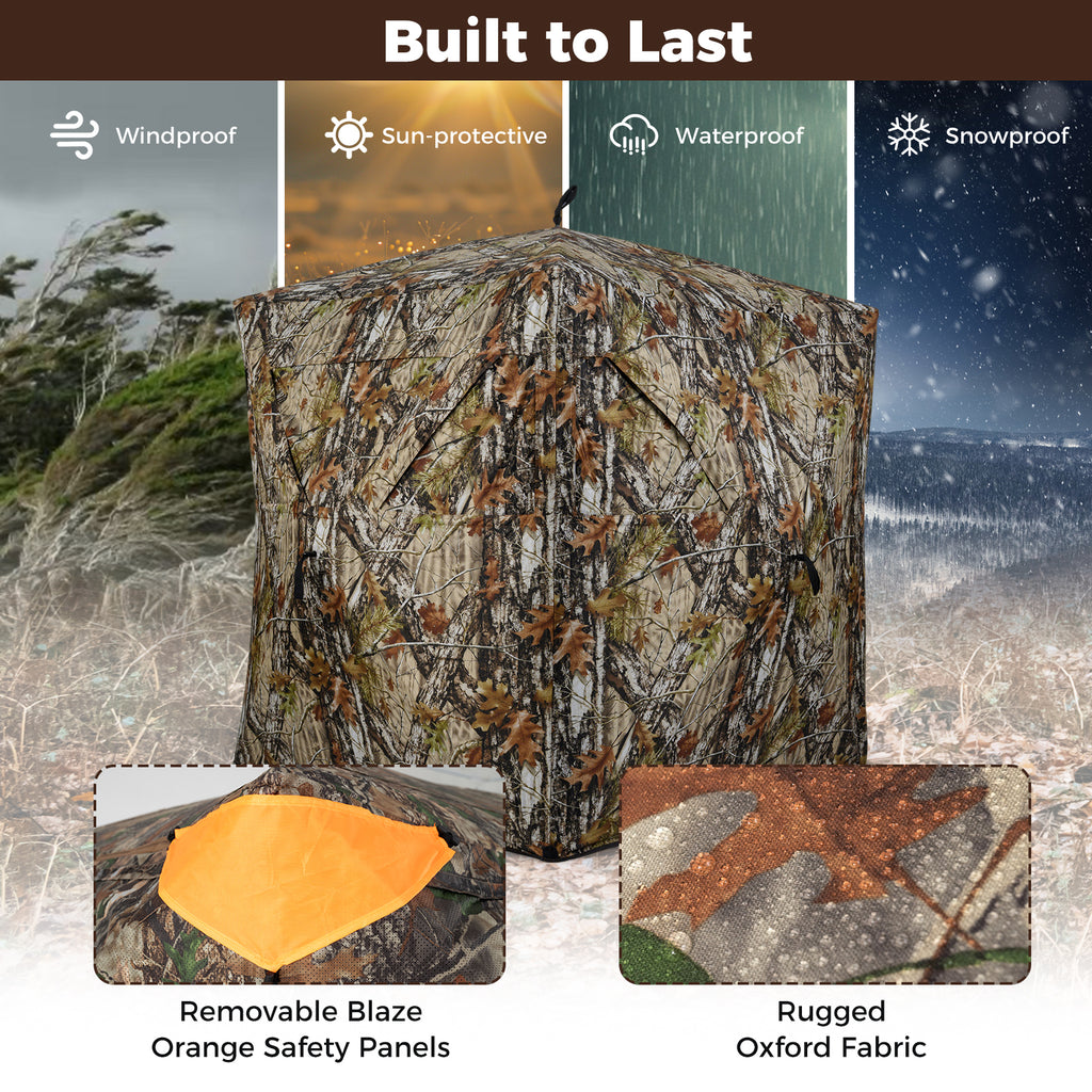 3-4 Person Hunting Blind 270° Pop-up Ground Blind with Swing Door