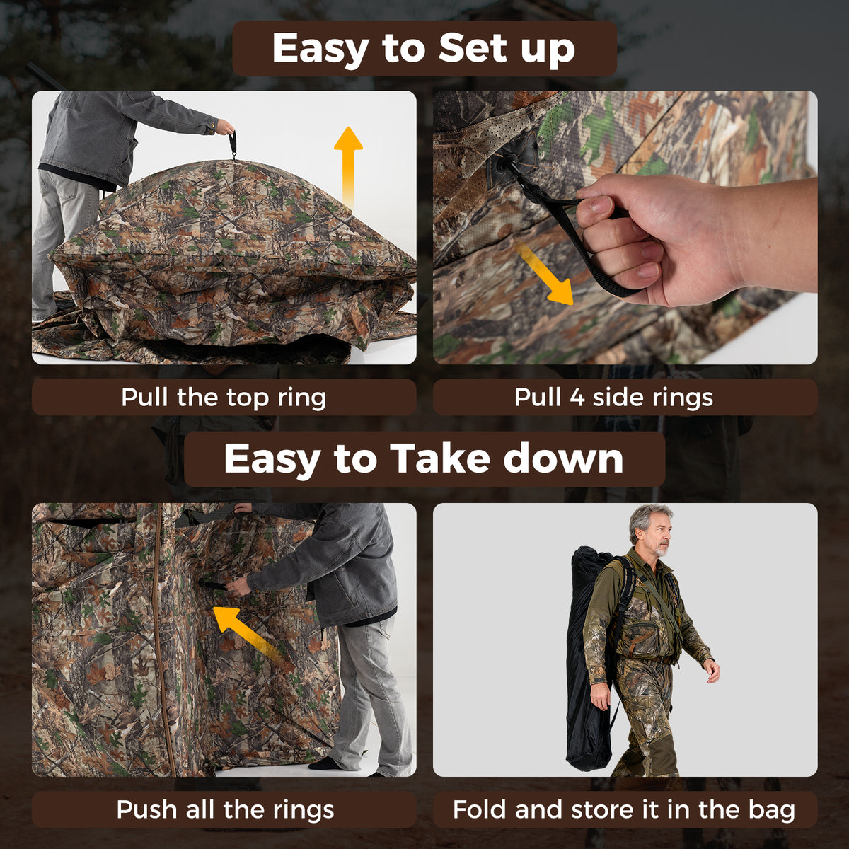 3-4 Person Hunting Blind 270° Pop-up Ground Blind with Swing Door
