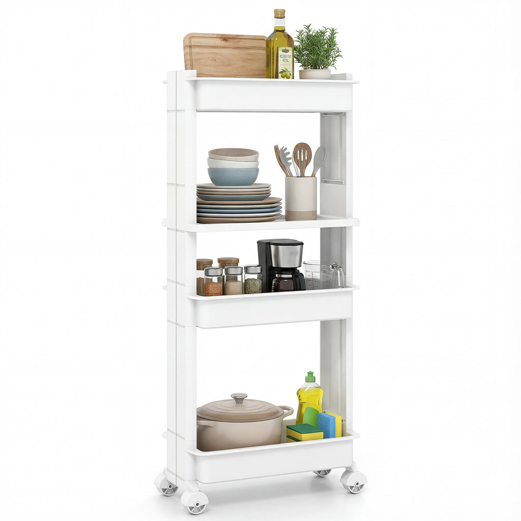 4-Tier Rolling Utility Cart with Detachable Trays