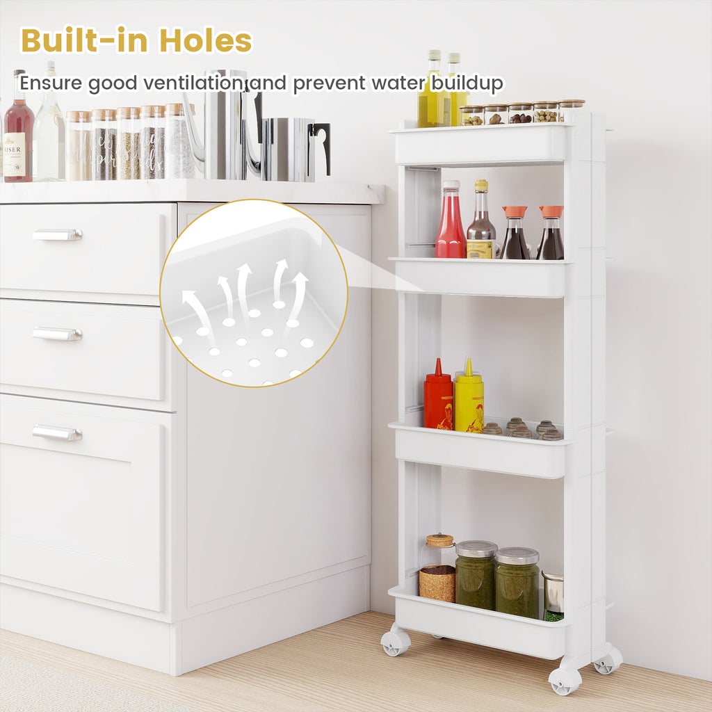 4-Tier Rolling Utility Cart with Detachable Trays