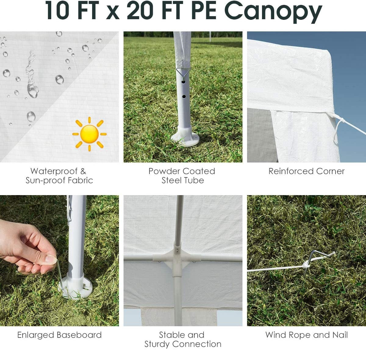 10 x 20 Feet Waterproof Canopy Tent - No Sidewalls