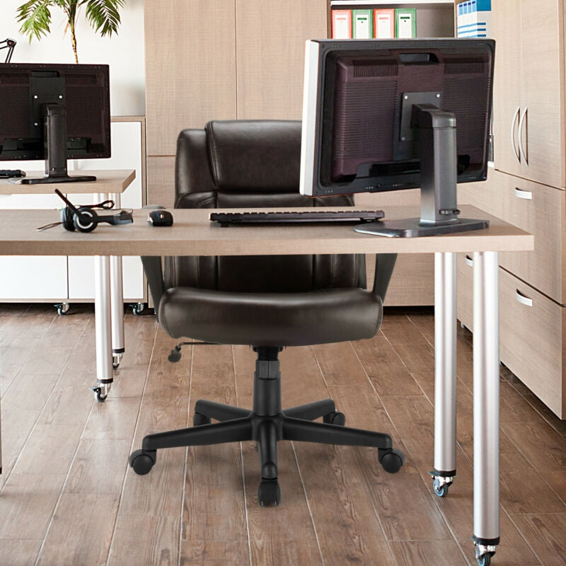 Adjustable Leather Executive Office Chair Computer Desk with Armrest
