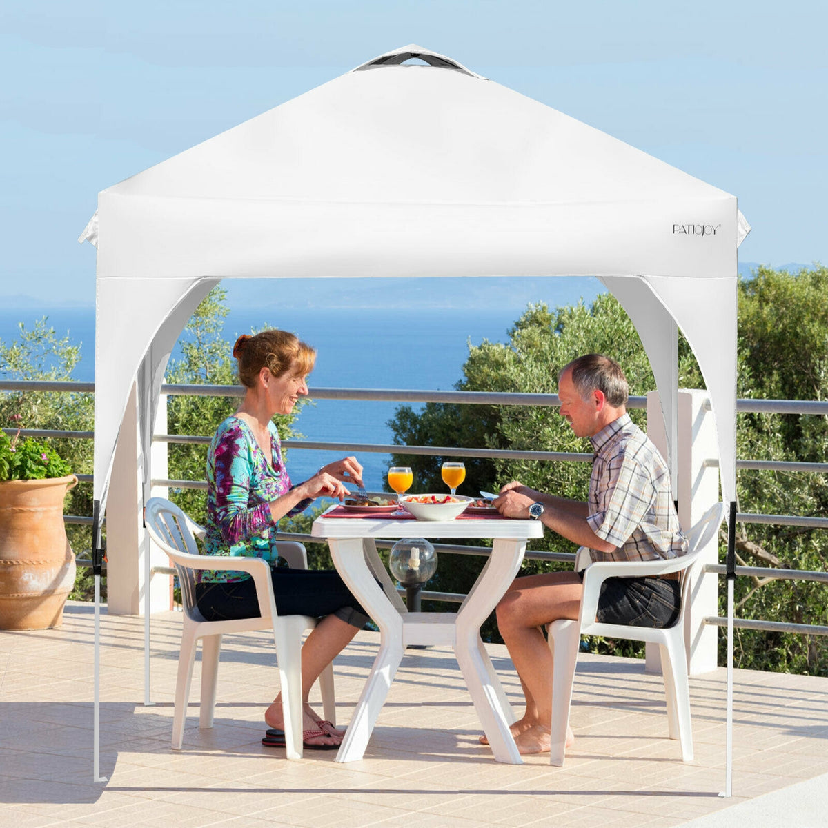 6.6 x 6.6 Feet Pop Up Canopy Tent Height Adjustable Blue