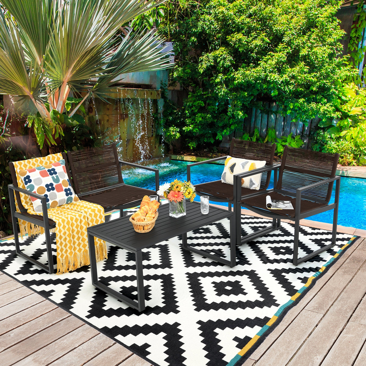 4-Piece Patio Conversation Set with Sofa & Loveseat