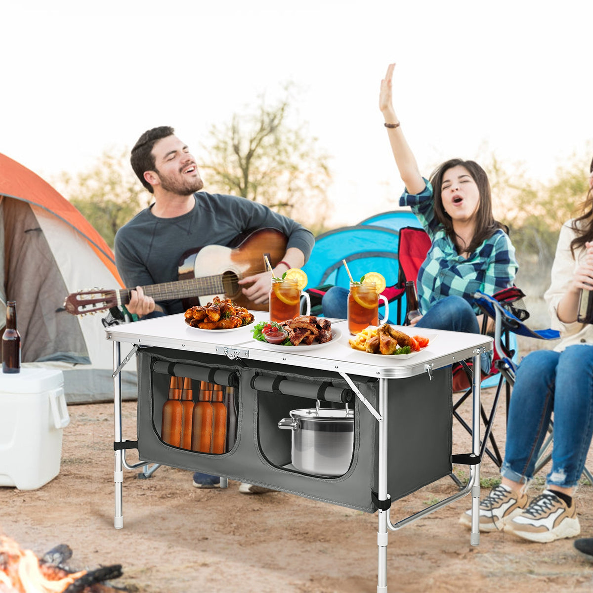 Height Adjustable Folding Camping Table