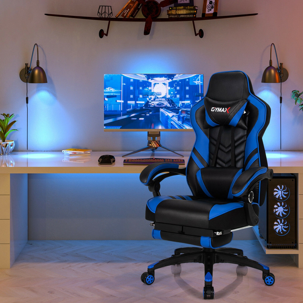 Adjustable Gaming Chair with Footrest for Home Office