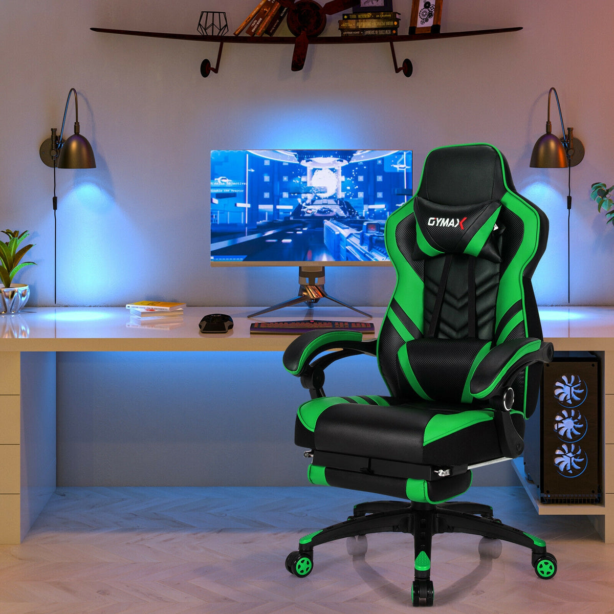 Adjustable Gaming Chair with Footrest for Home Office