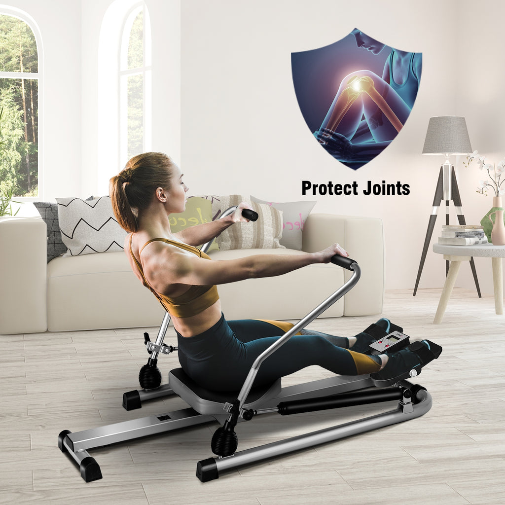 Adjustable Hydraulic Rowing Machine for Full-Body Workout - Costway
