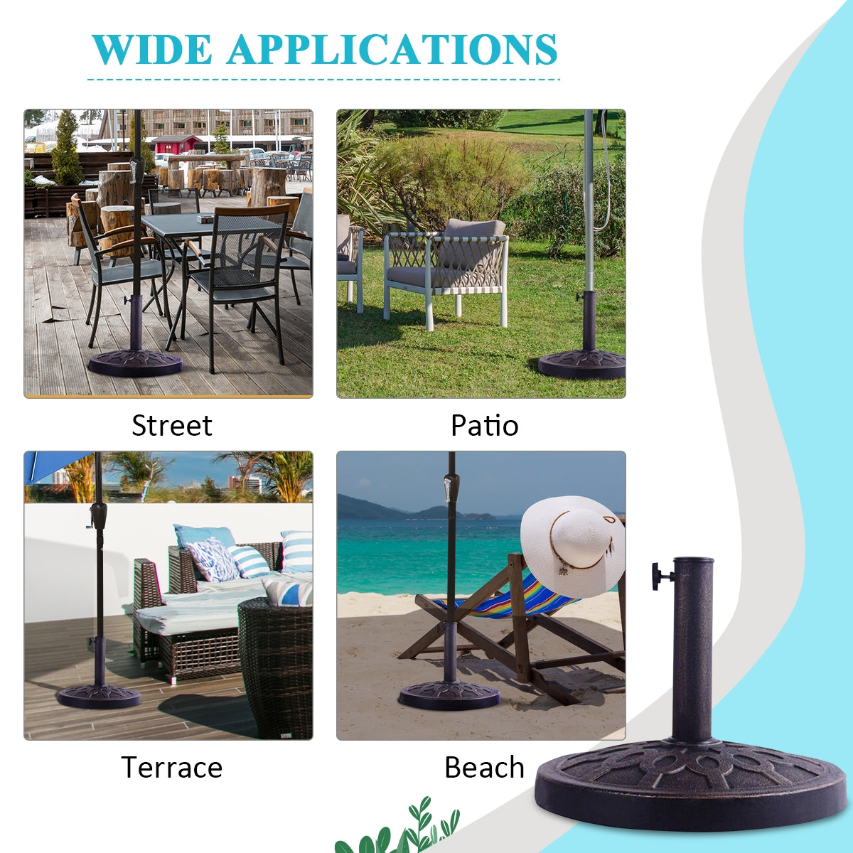 30 lbs Outdoor Umbrella Base - 18 Inch Round