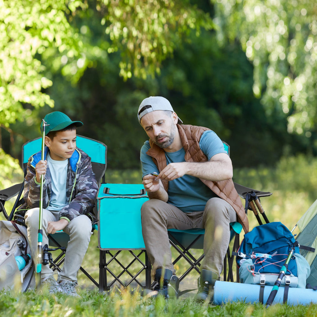 Portable Folding Camping Chair with Canopy - Turquoise