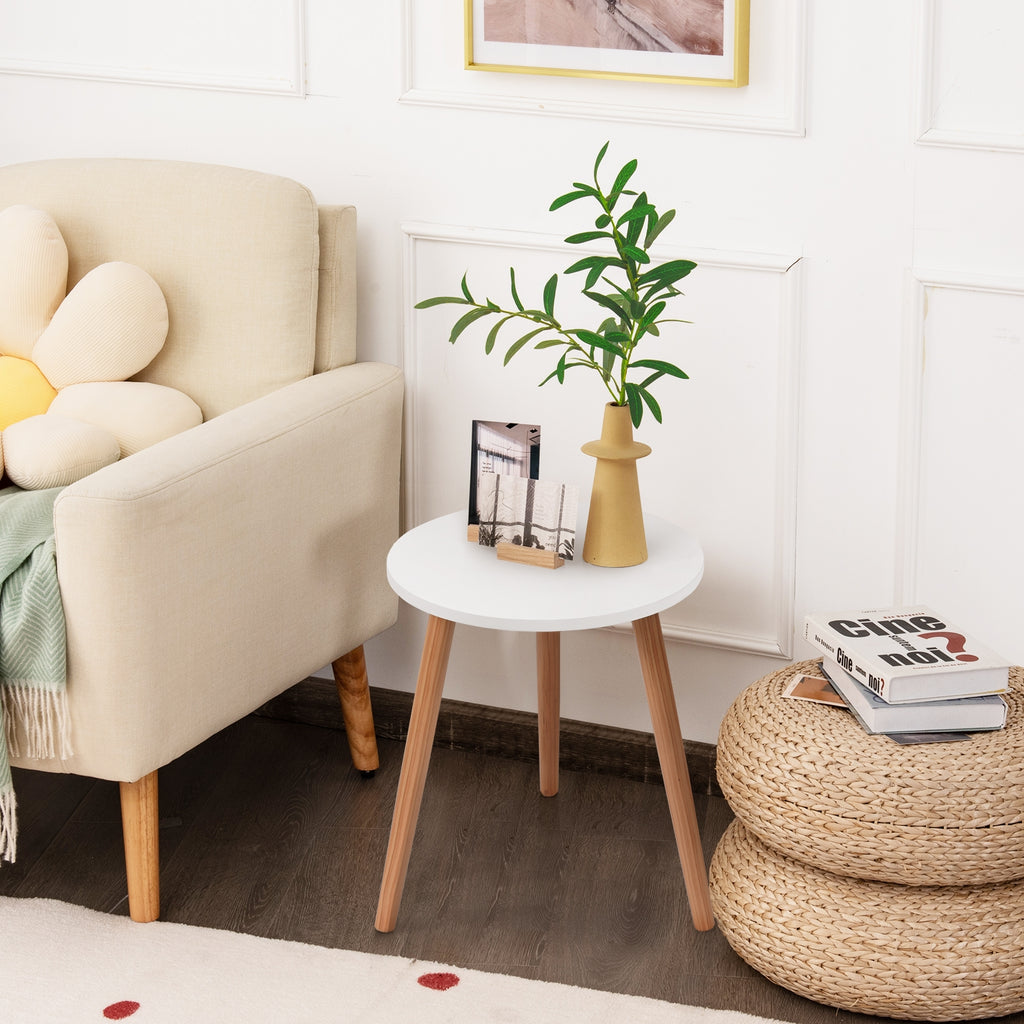 16 Inch Modern Round Coffee Table - Pine Wood
