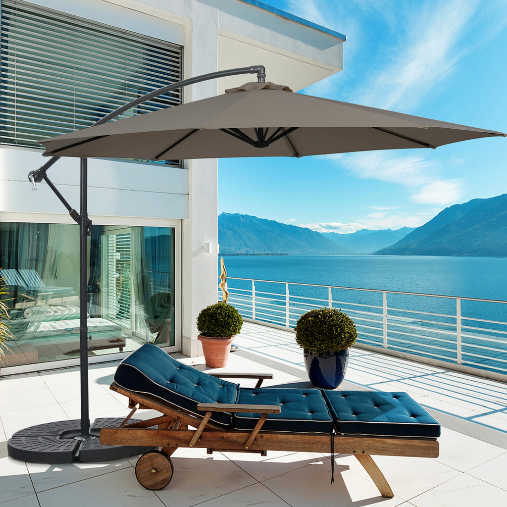 10 x 8 Feet Cantilever Umbrella with 8 Ribs, Brown