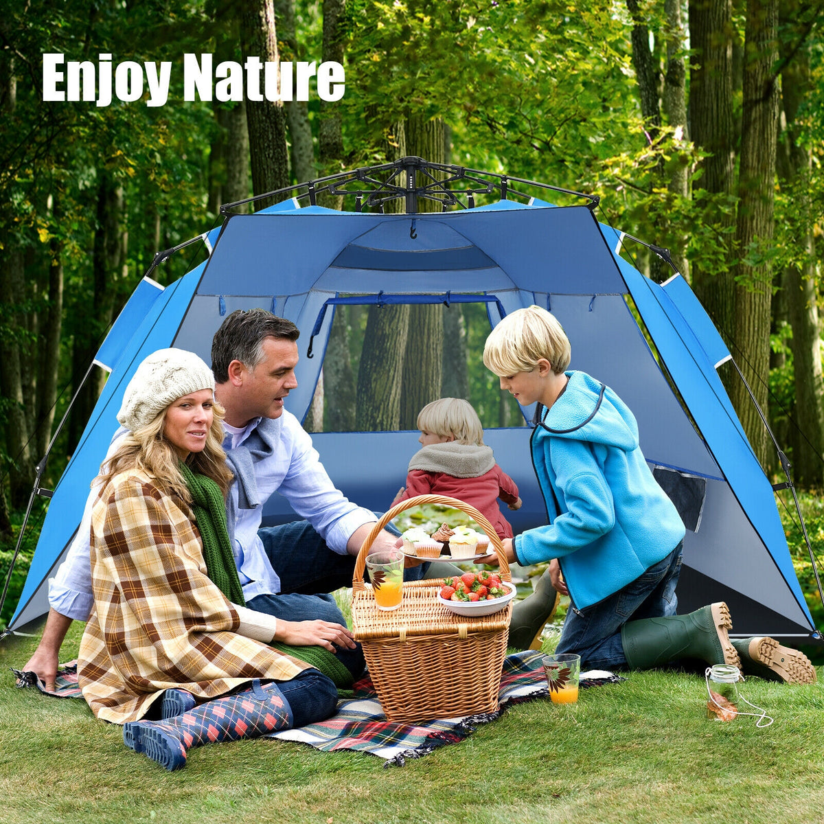 Pop-Up Beach Tent 3-4 Person UPF 50+ Sun Shelter – Orange