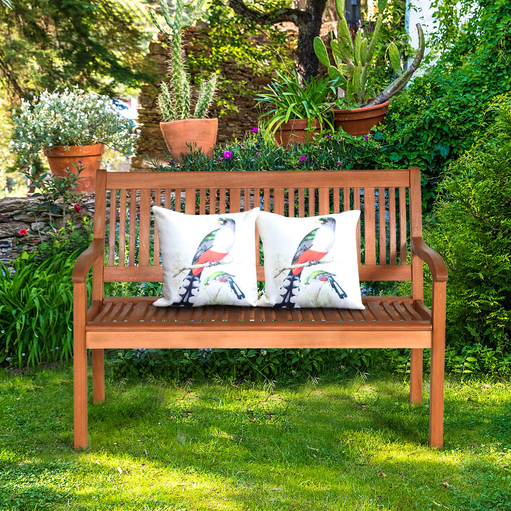 50 Inch Eucalyptus Garden Bench with Curved Backrest