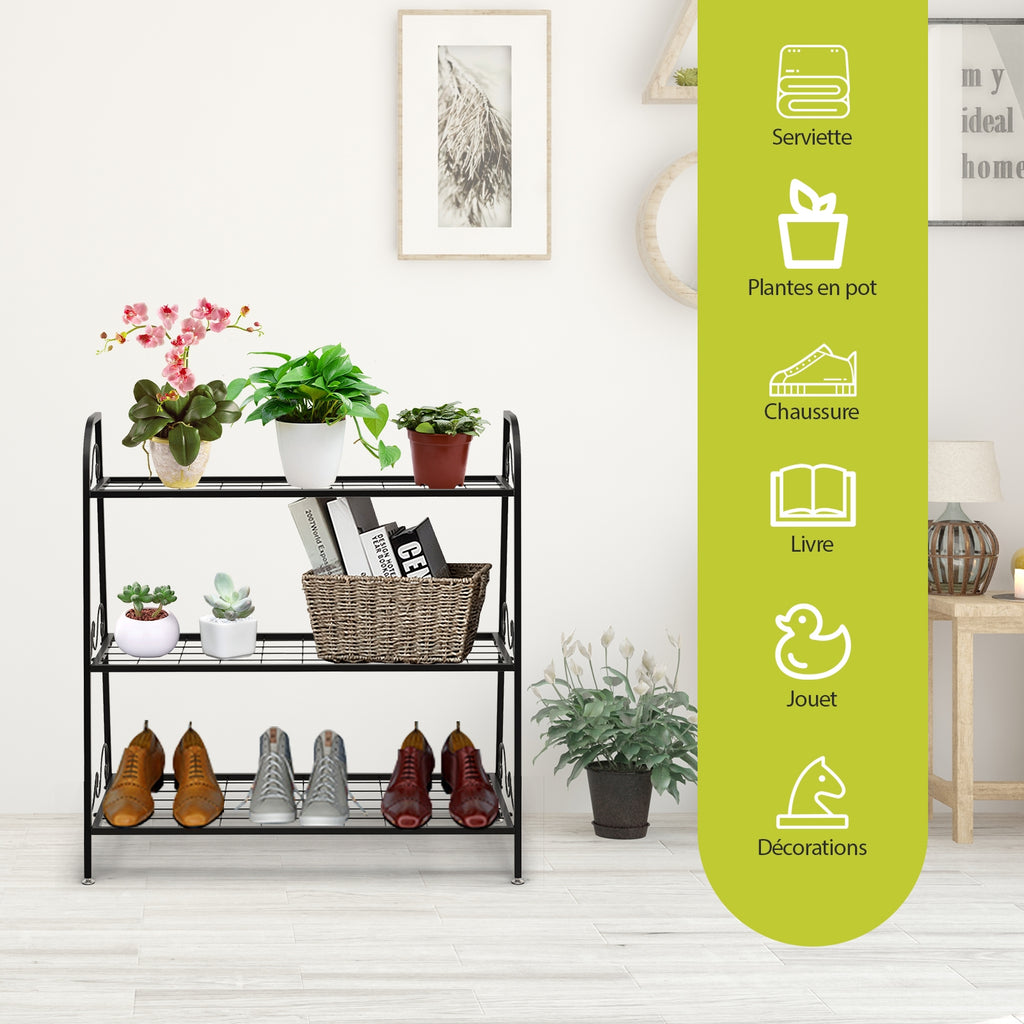 3-Tier Metal Plant Stand Shelf Display Rack for Plants Shoes Flower