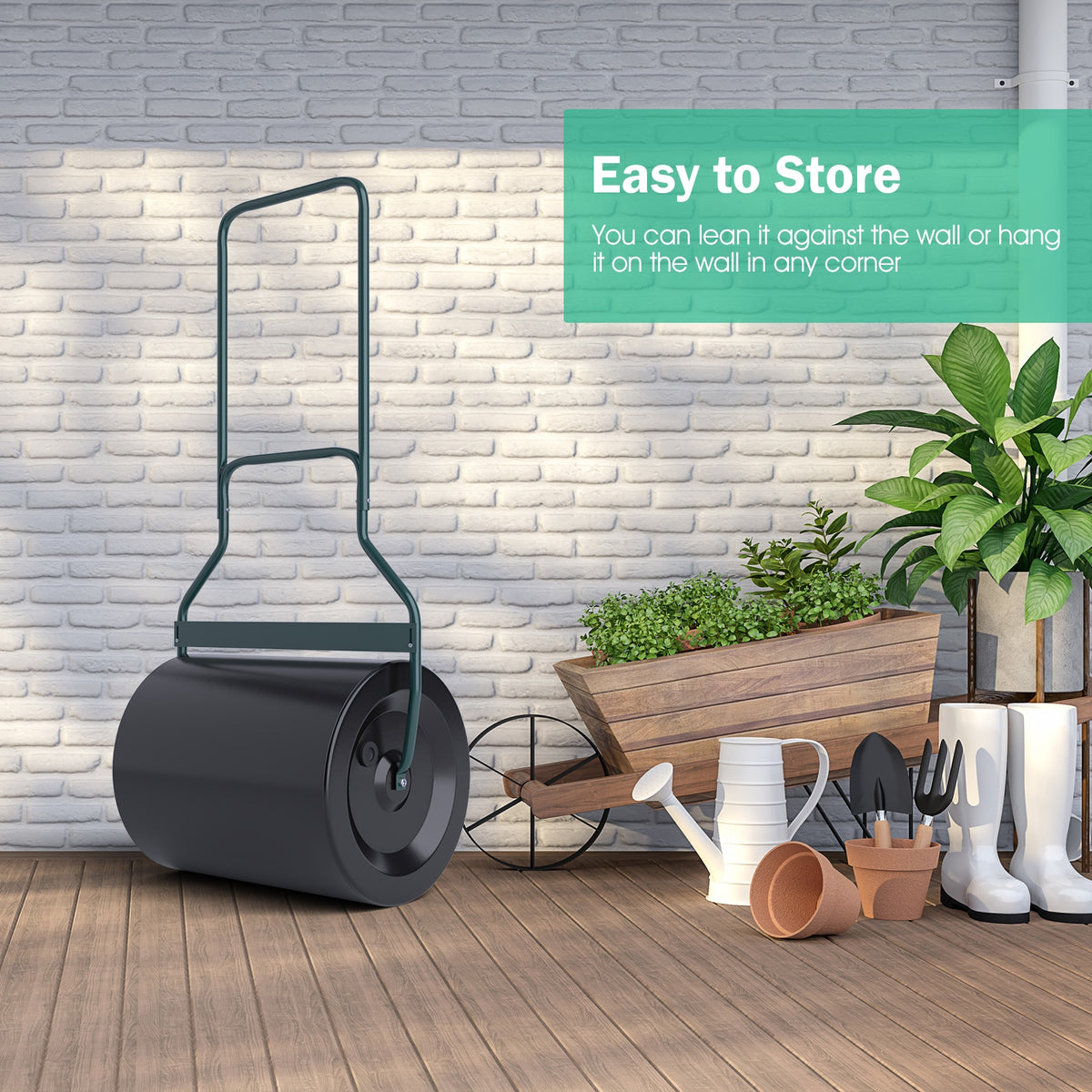 Lawn Roller with U-Handle for Garden Backyard