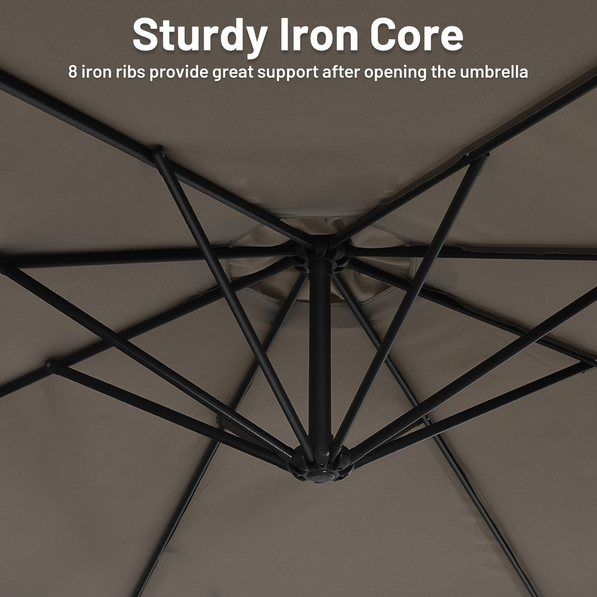 10 x 8 Feet Cantilever Umbrella with 8 Ribs, Brown