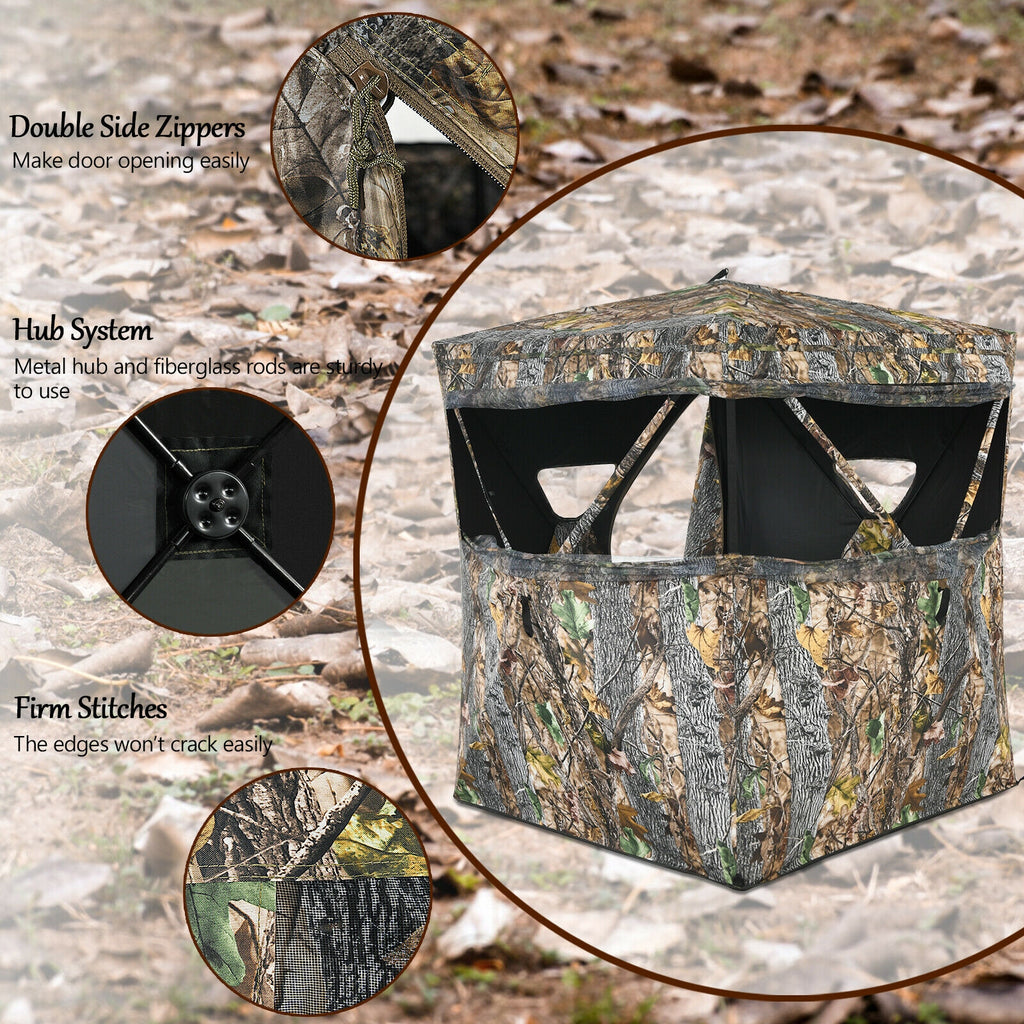 3-Person Hunting Blind Tent with Mesh Windows