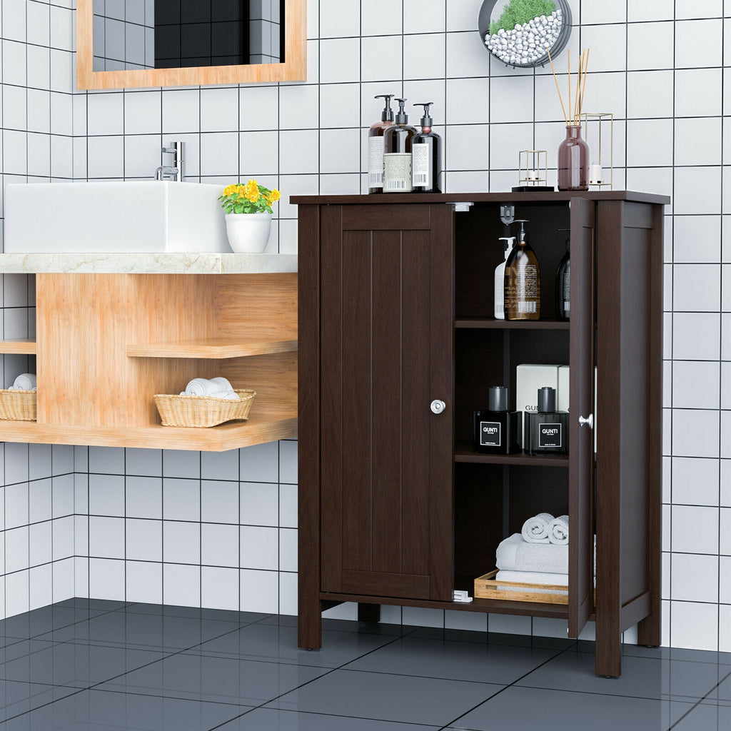 2-Door Bathroom Floor Storage Cabinet Space Saver Organizer