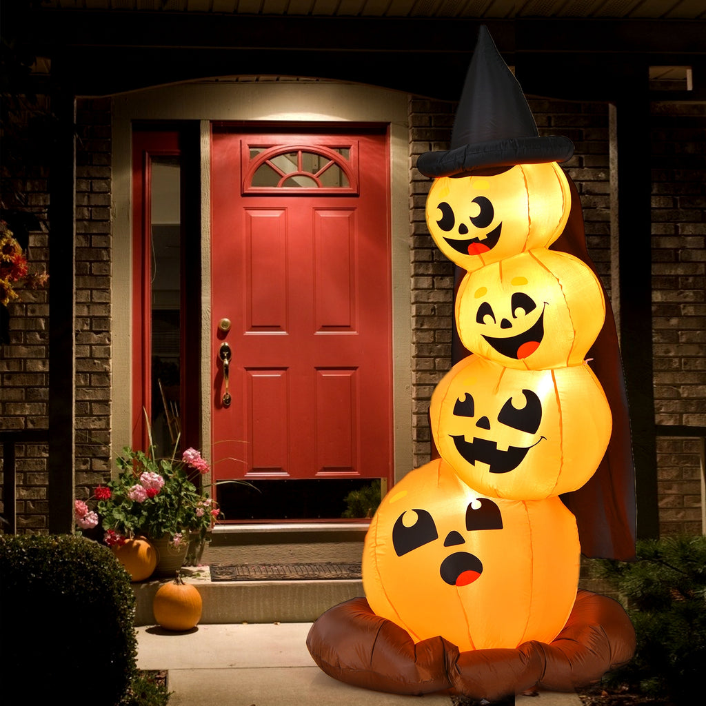 7 Feet Inflatable Pumpkin Combo with Witch's Hat & LED Lights - 4 Pumpkins Variation