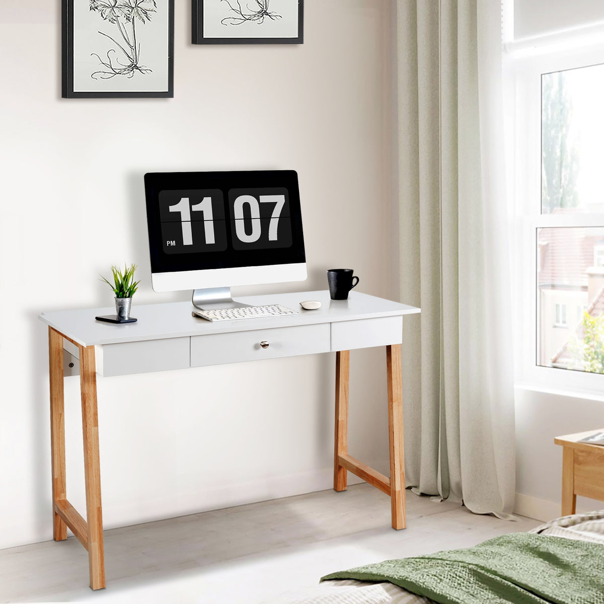 Computer Desk with Storage Drawers - Walnut