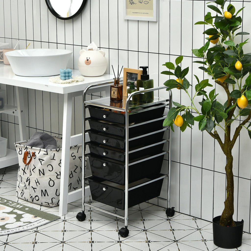 6-Drawer Rolling Storage Cart Organizer - Black