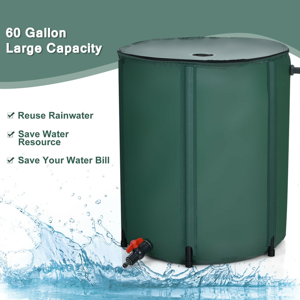 60 Gallon Portable Collapsible Rain Barrel Water Collector for