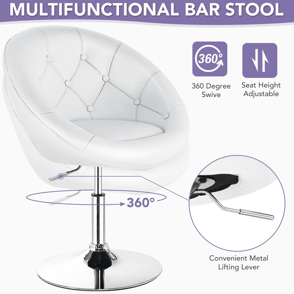 1 Piece Adjustable Modern Swivel Round Tufted Chair