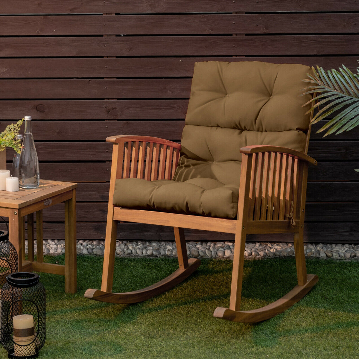 Tufted Patio High Back Chair Cushion with Non-Slip String Ties