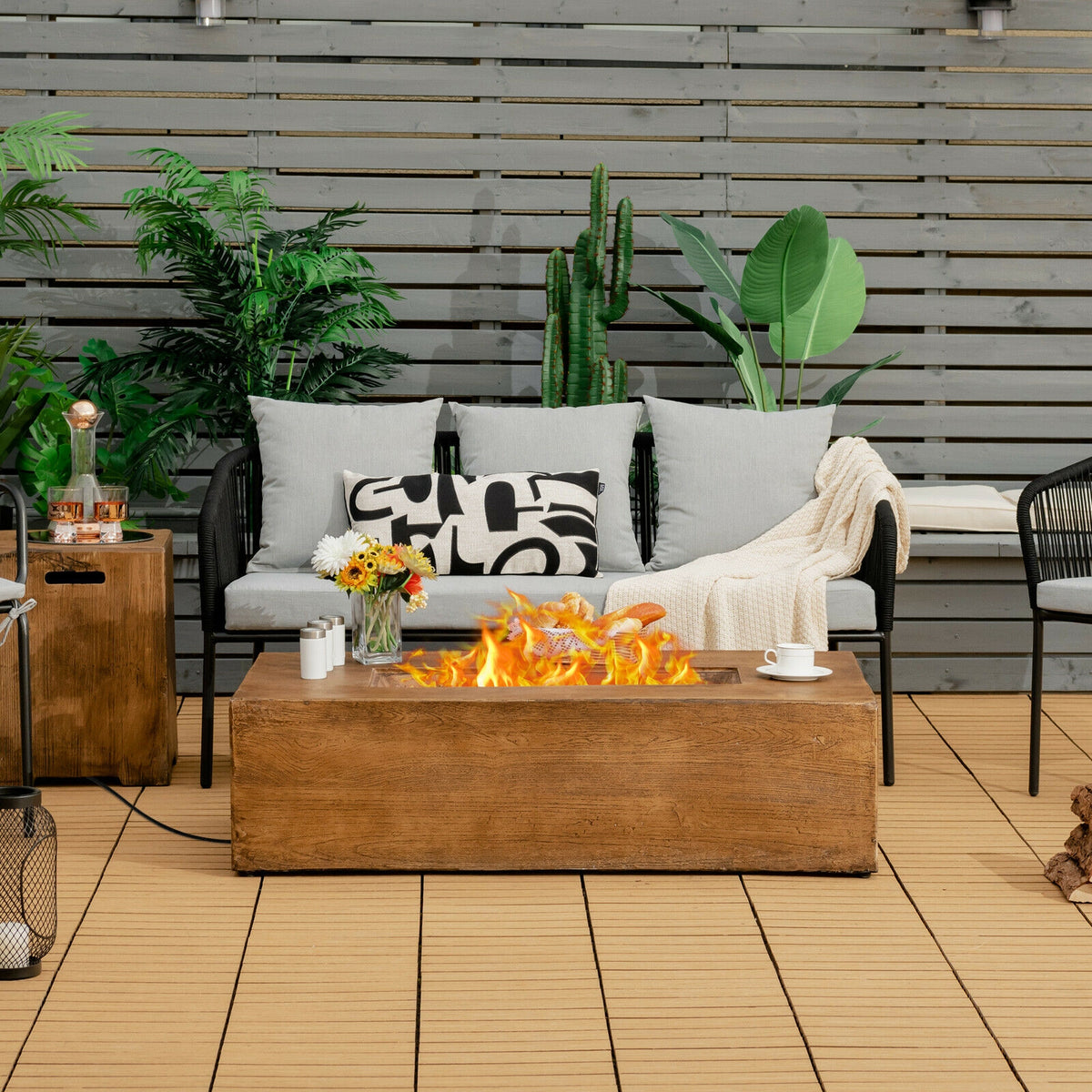 48" x 27" Outdoor Gas Fire Pit Table, 50,000 BTU - Fire Pit Table