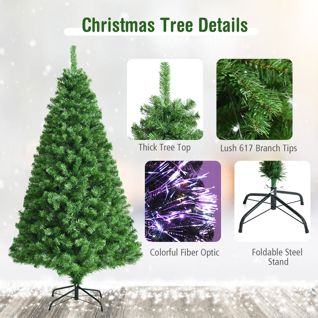 Pre-lit Fiber Optic Artificial Christmas Tree - 6 Feet, Full Branch Tips