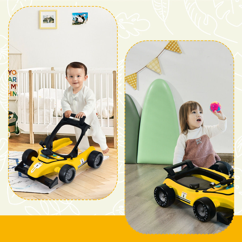 4-in-1 Baby Push Walker with Adjustable Height - Yellow Variation