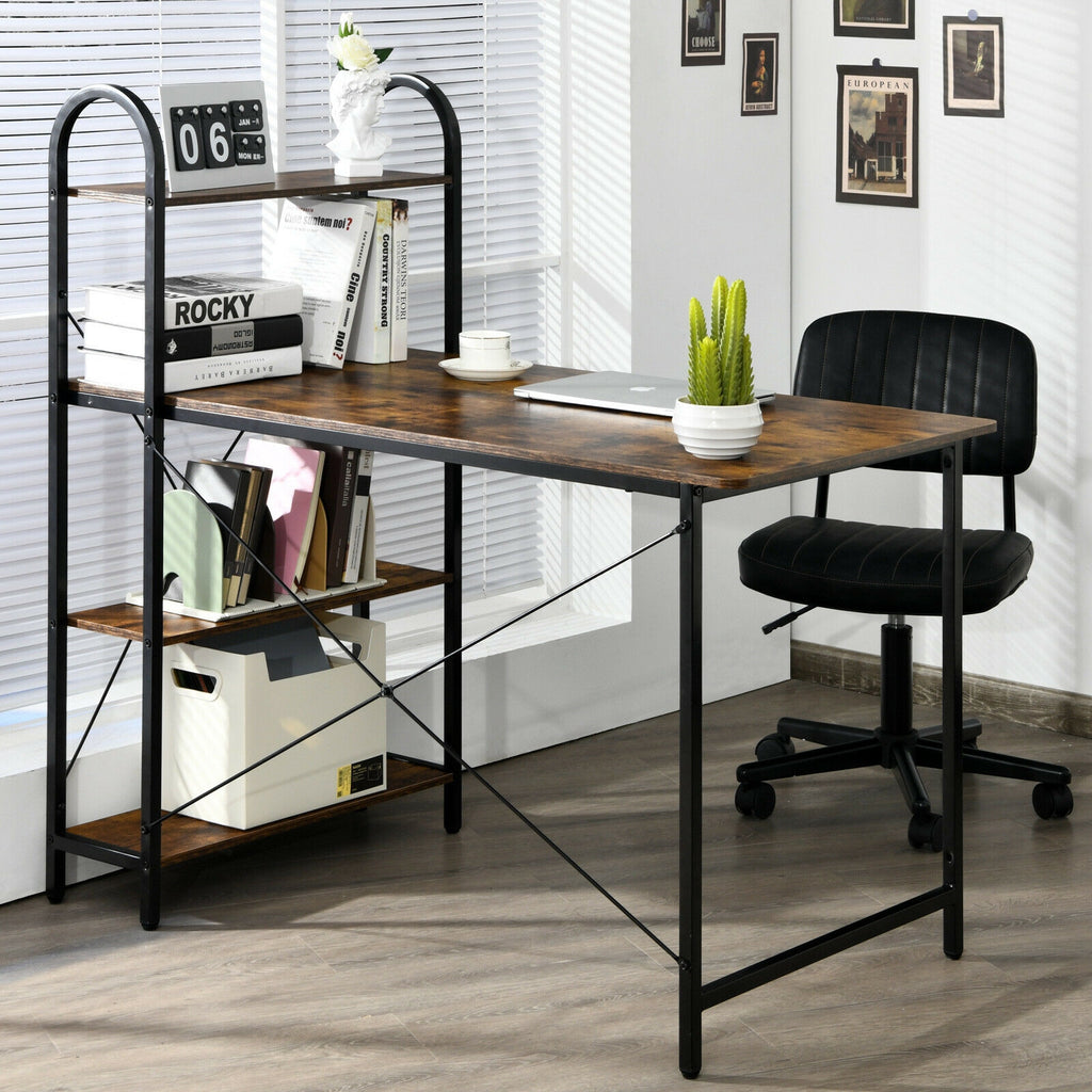 48-Inch Reversible Computer Desk with Storage Shelves