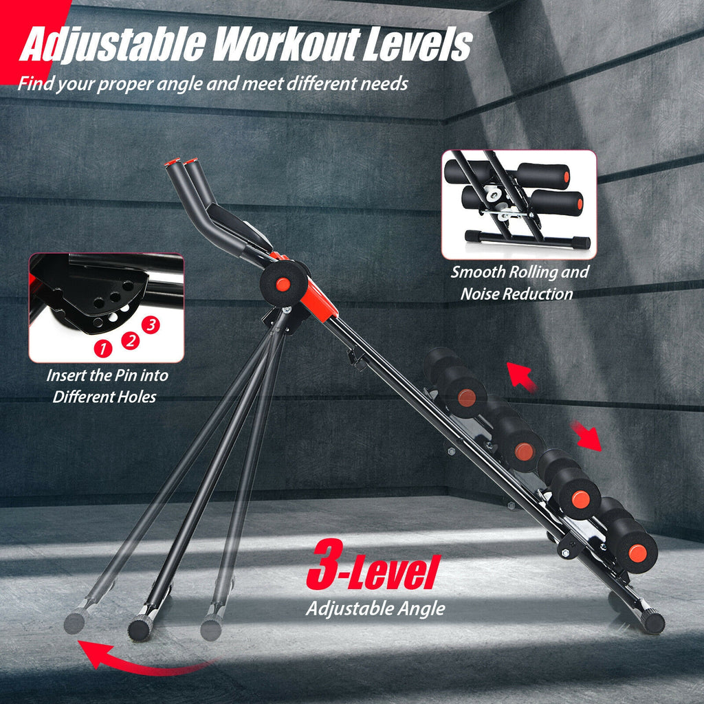 Foldable Adjustable Core Abdominal Trainer with 3 Resistance Levels and LCD Display - 330 lbs Capacity (Variation: 330 lbs Weights, 3 Adjustable Heights)
