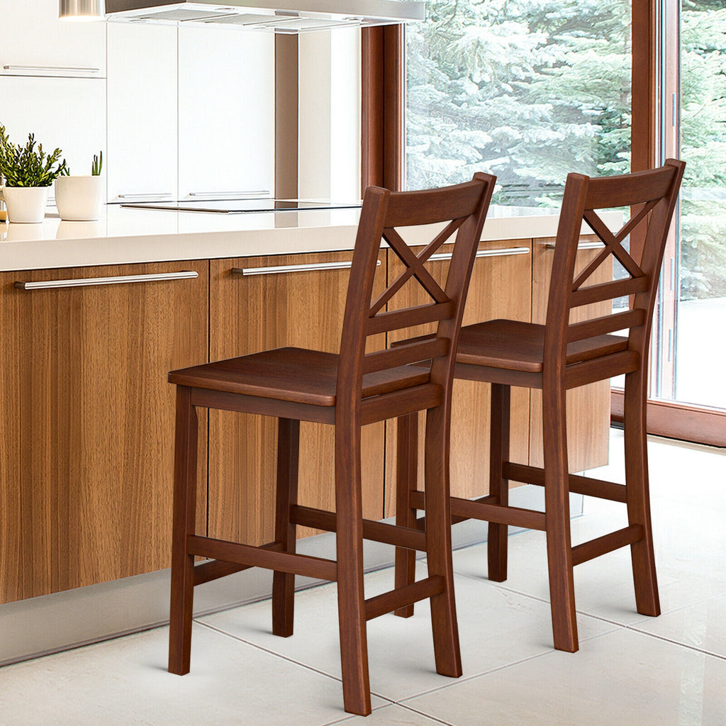 Set of 2 Counter Height Bar Stools 25 Inch - No PU Leather