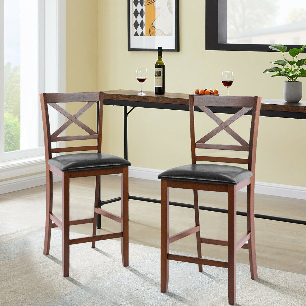 Set of 2 Counter Height Bar Stools 25 Inch - No PU Leather