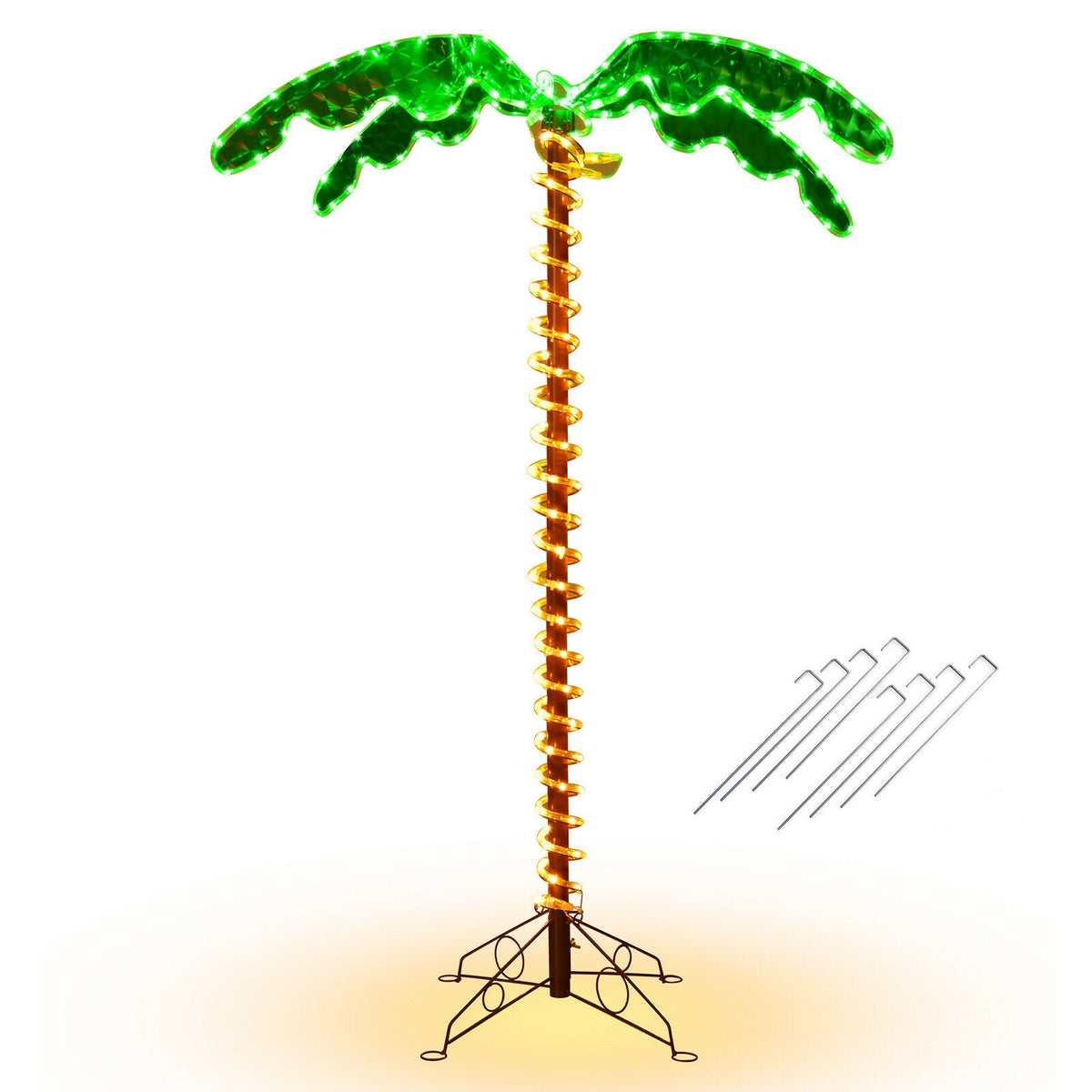 5 Feet LED Pre-Lit Palm Tree Decor with Rope Lights for Indoor Outdoor Use