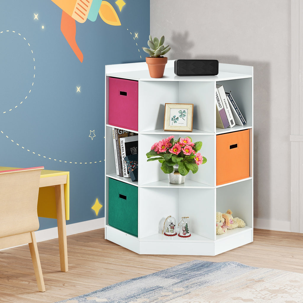 Kids Corner Storage Shelf with 3 Baskets - Gray, 3-Tier Children's Organizer