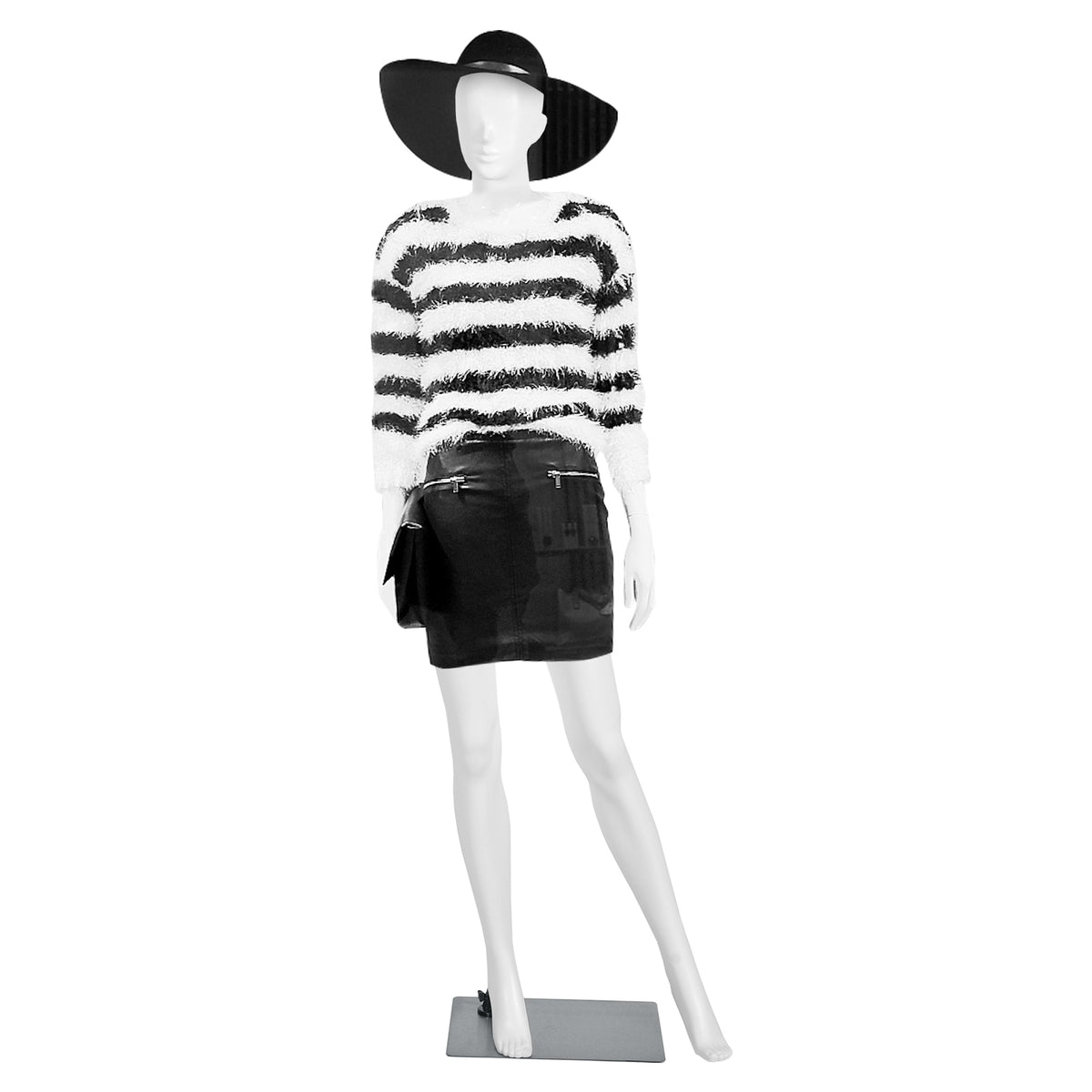 70-Inch Female Mannequin with Bent Arms & Metal Stand - Adjustable Plastic Body