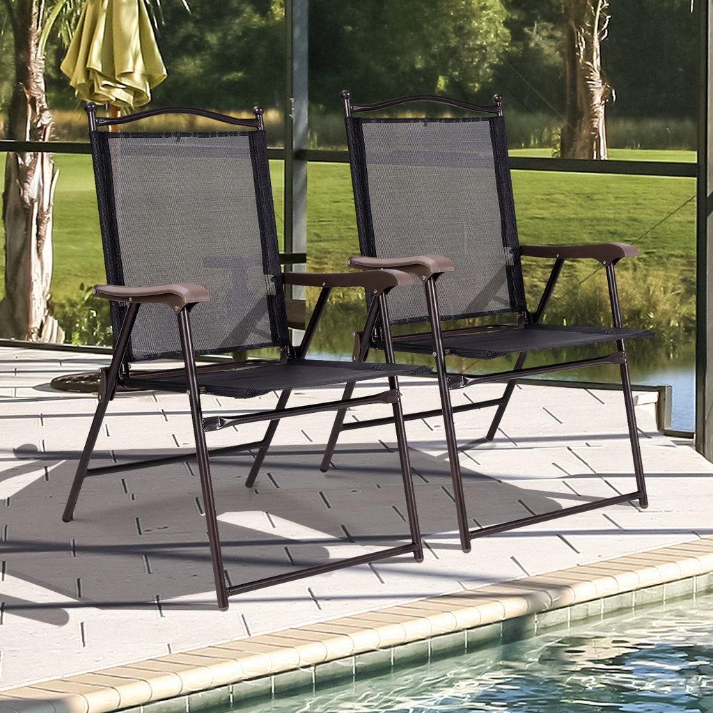 Folding Sling Chair Set of 2 – Black