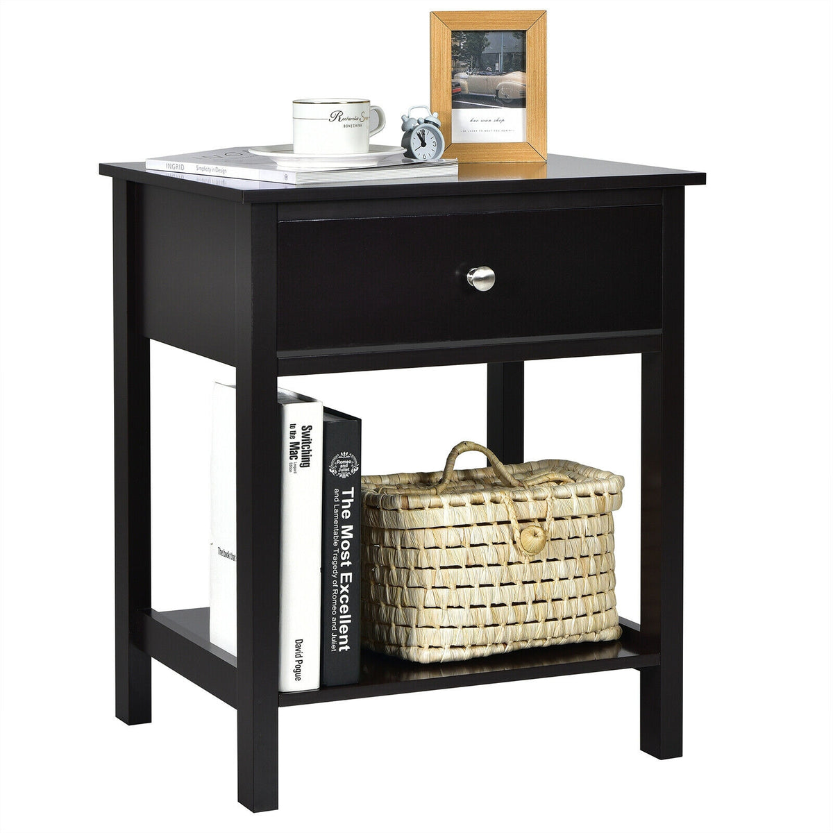 Stackable Nightstand with Metal Frame - Accent Table