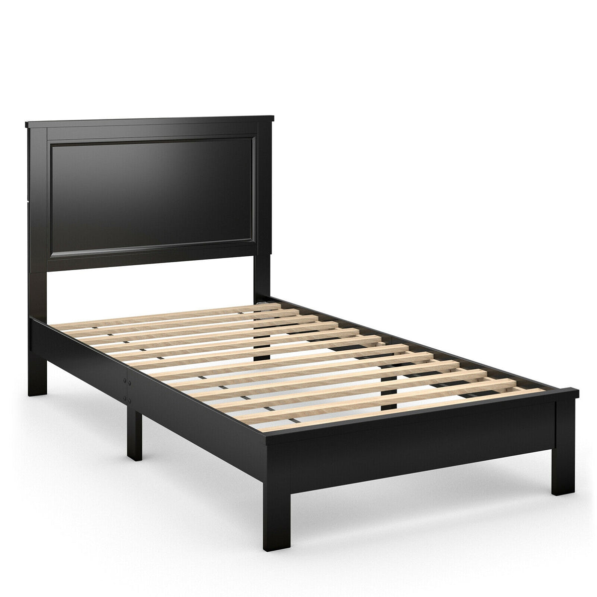 Queen Size Platform Bed Frame with Headboard - Black