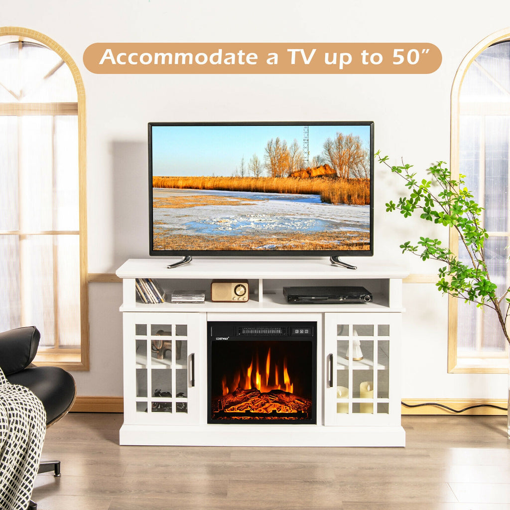 48-inch Fireplace TV Stand for 55-inch TVs, White
